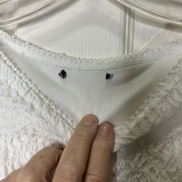 Women Top Boho Crochet Lace Lined Peasant Elastic Waist Flare Sleeve Size Sm ? - Picture 5 of 11